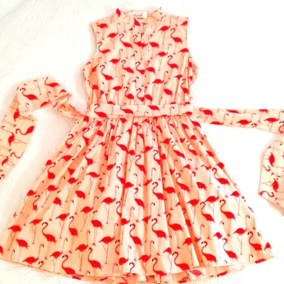 Chicwish Sleeveless Summer Fit & Flare Flamingo Printed Dress/ Size M - Picture 6 of 14